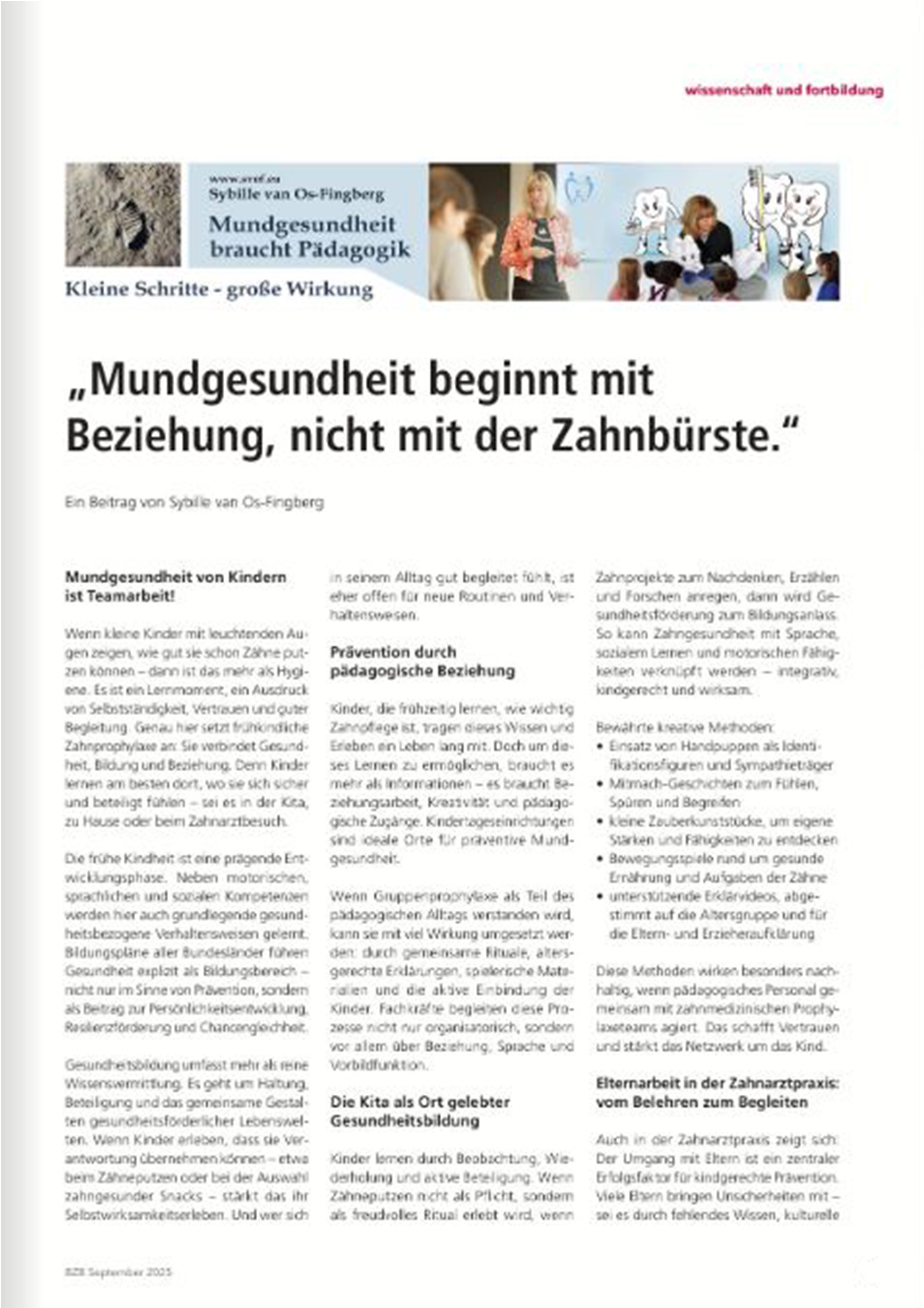 Mundgesundheit begint mit Beziehung, Nicht mit der Zahnbürste!